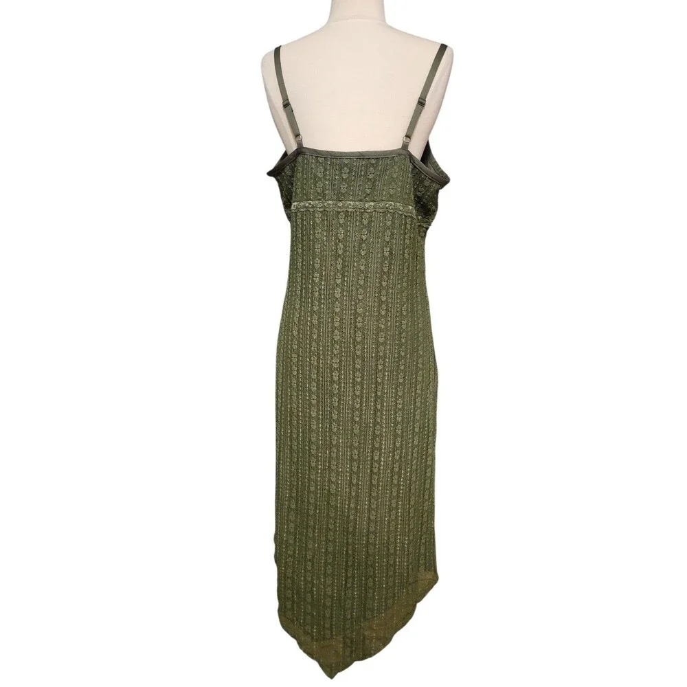 No Boundaries Lace Babydoll Maxi Dress Womens XL Green Coquette Hanky Hem Fairy